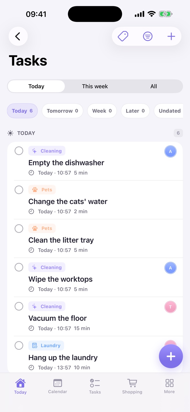 Lumi Tasks screen
